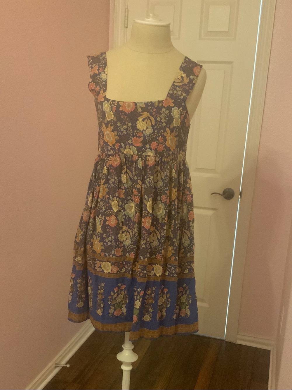 NATURAL LIFE Navy Floral Square-Neck Sundress with Yellow and Pink Accents